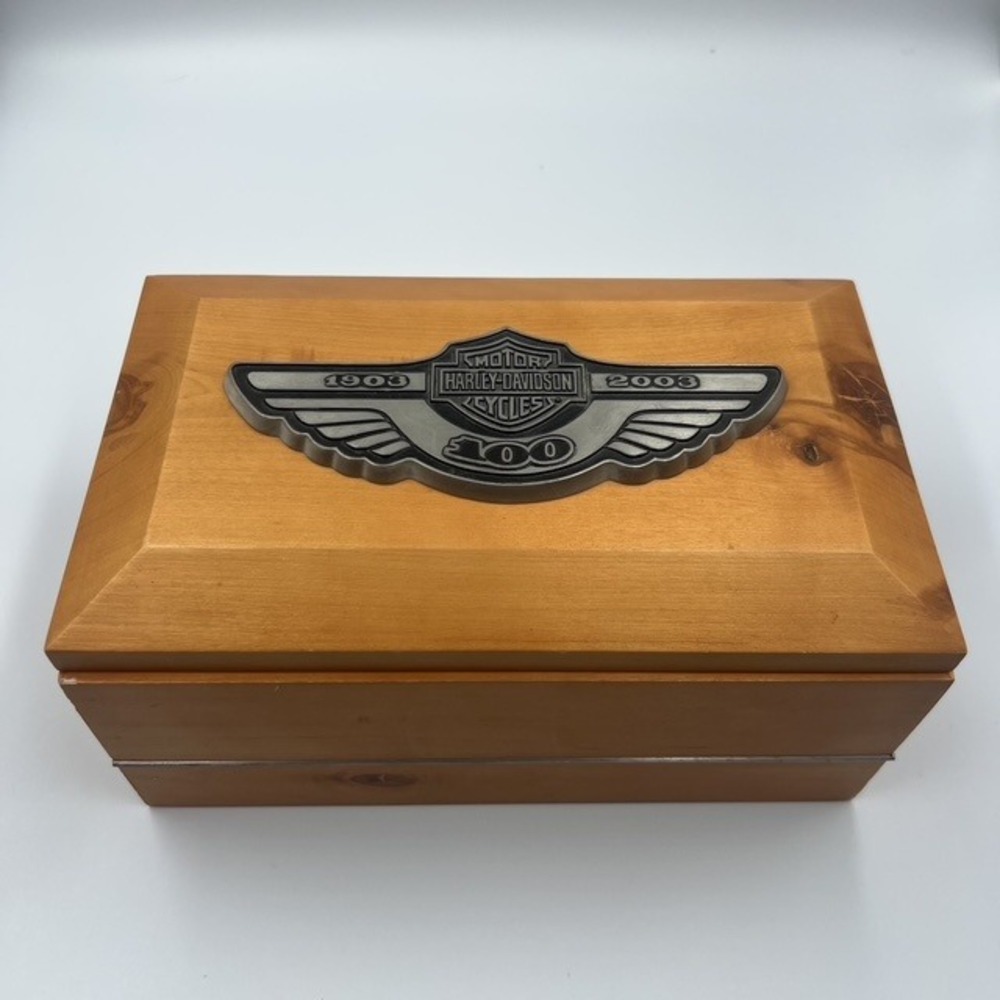 Harley-Davidson 100th‎ Anniversary 1903-2003 Wooden Valet Jewelry Box with Tray